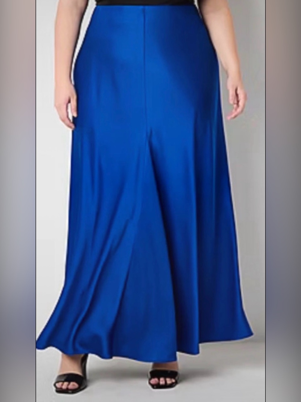NWT Worthington Satin Elegant Royal Blue Women's Long Skirt